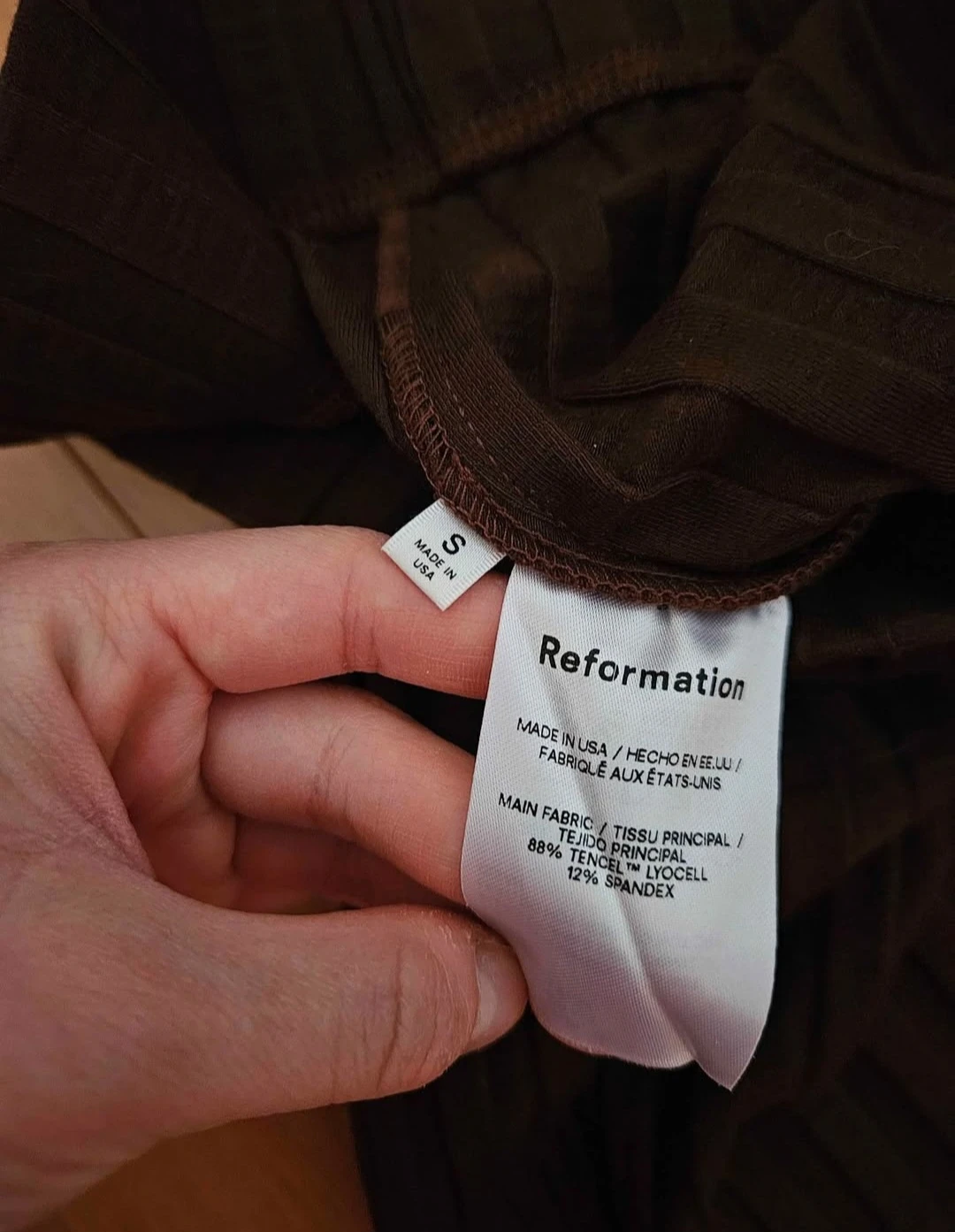 Reformation Brown Ribbed Knit Pants Size S - photo 3