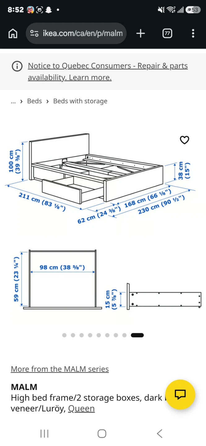 Ikea Queen Sized Bed Frame With Underbed Storage - photo 5