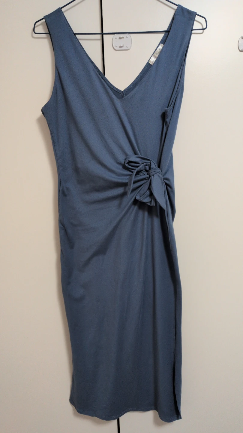 Blue Sleeveless Knot-Front Midi Dress