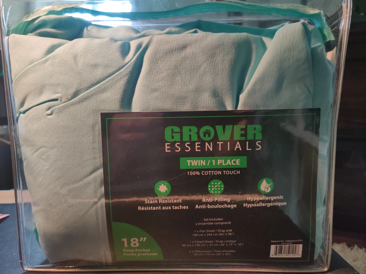 Grover Essentials Twin Cotton Touch Sheet Set - Teal - photo 3