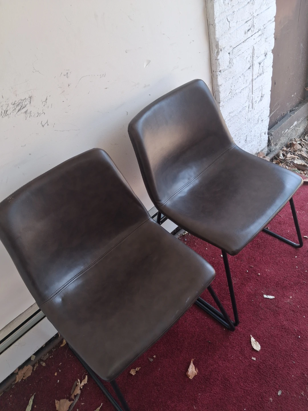 Dark Brown leather Chairs (Set of 2)