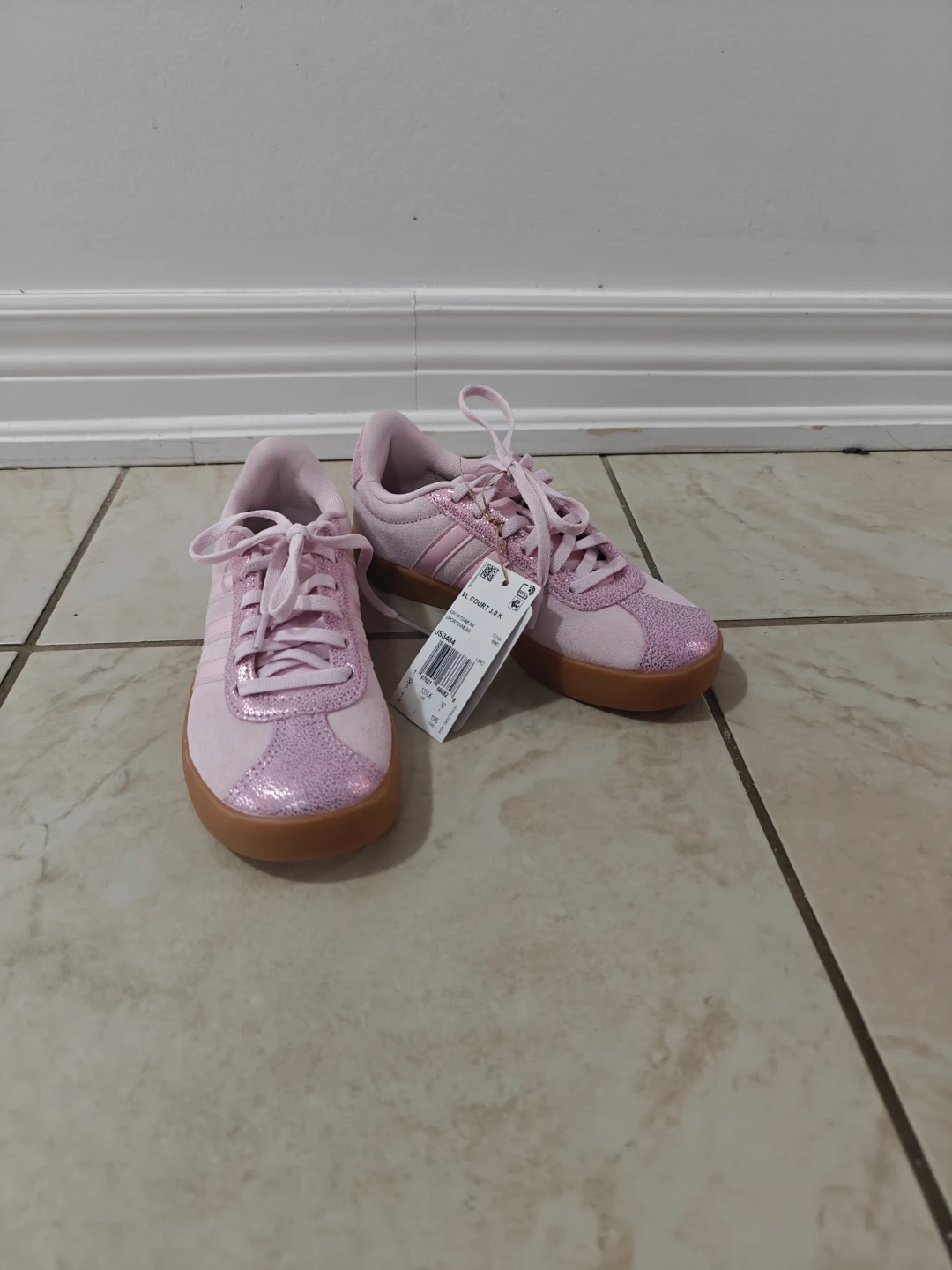 Adidas VL Court 3.0 Pink Glitter Toddler Shoes - photo 2