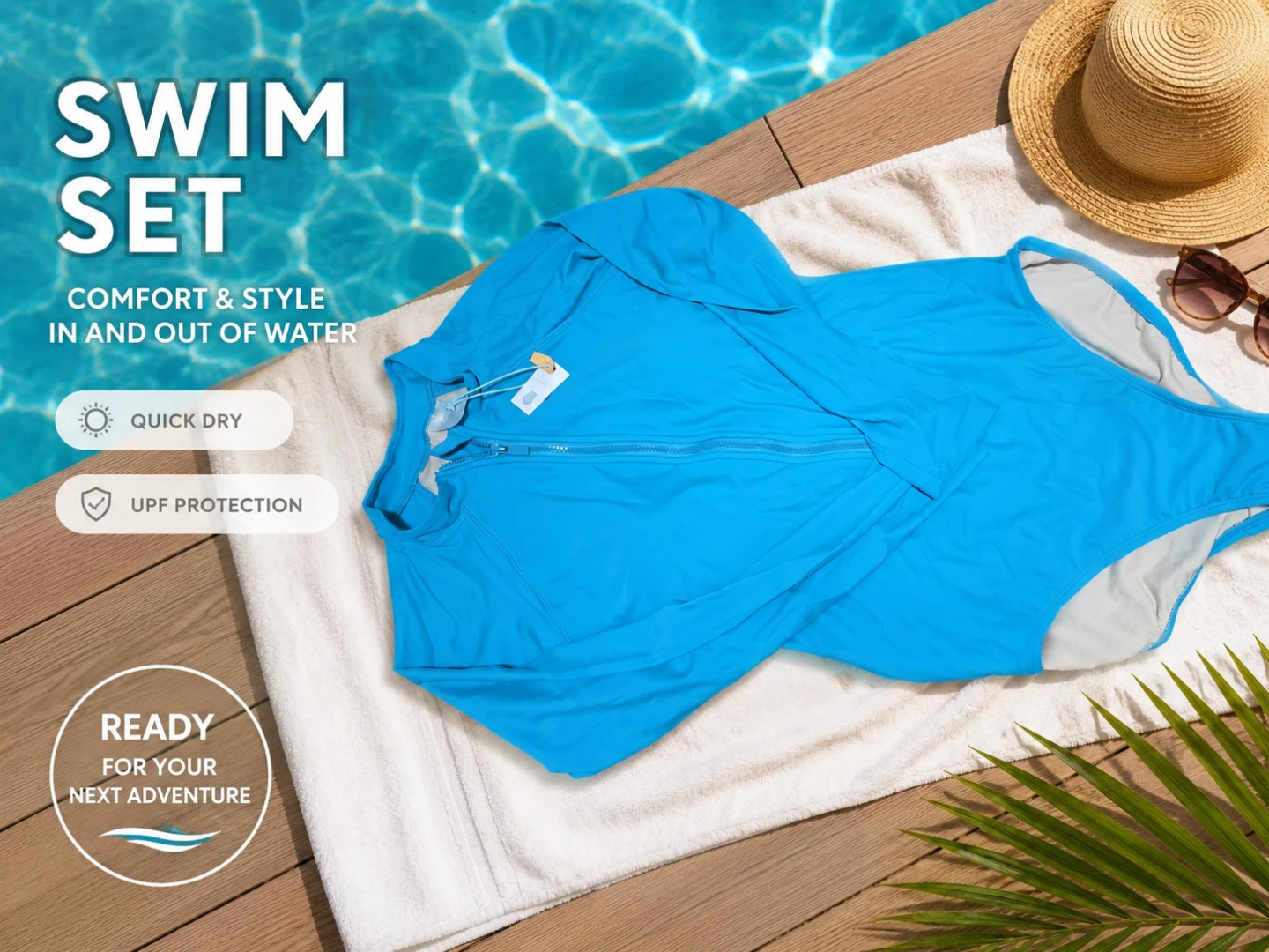Womens Blue Swim Set