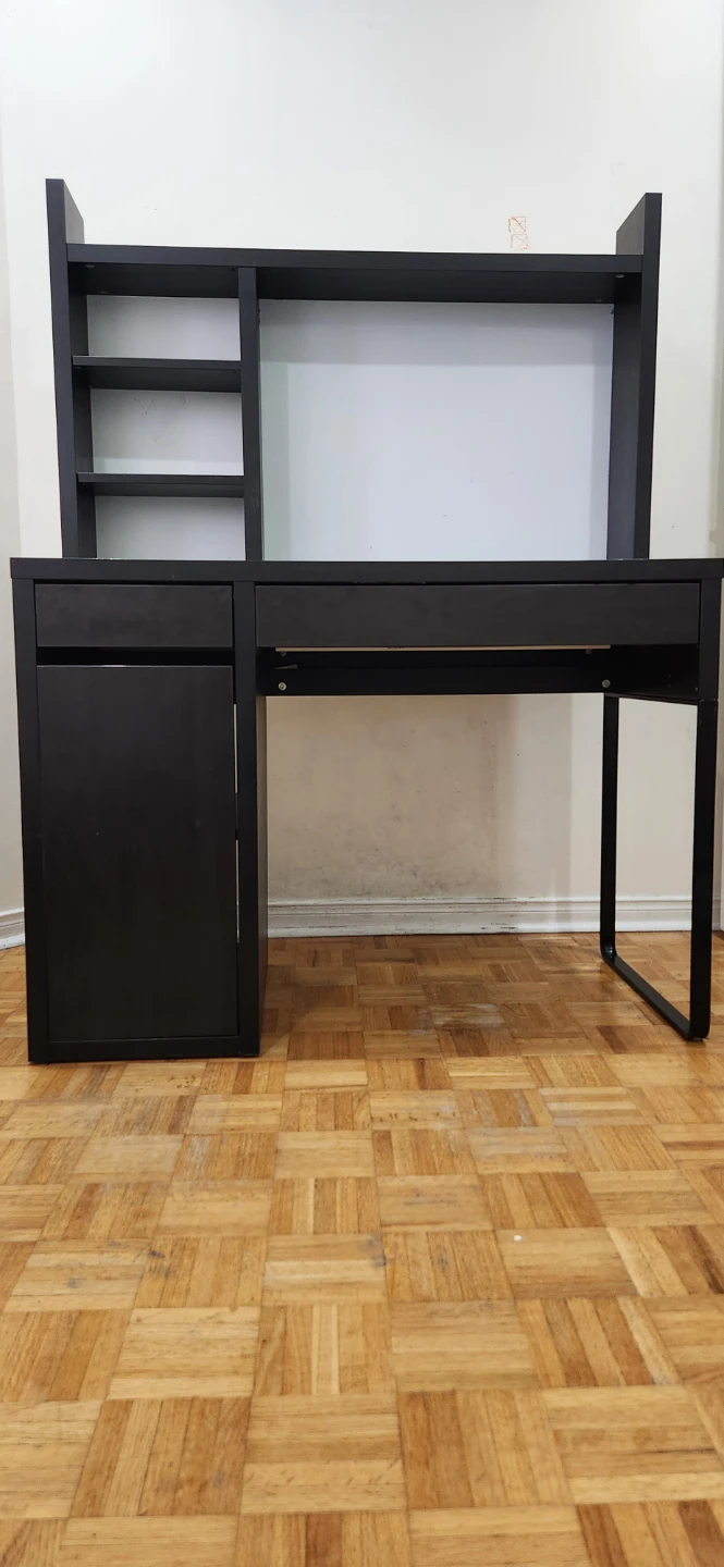 Black Desk with Hutch and Shelves - photo 2
