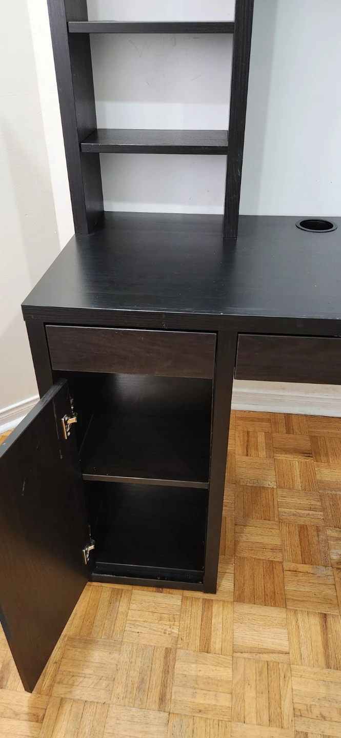 Black Desk with Hutch and Shelves - photo 3