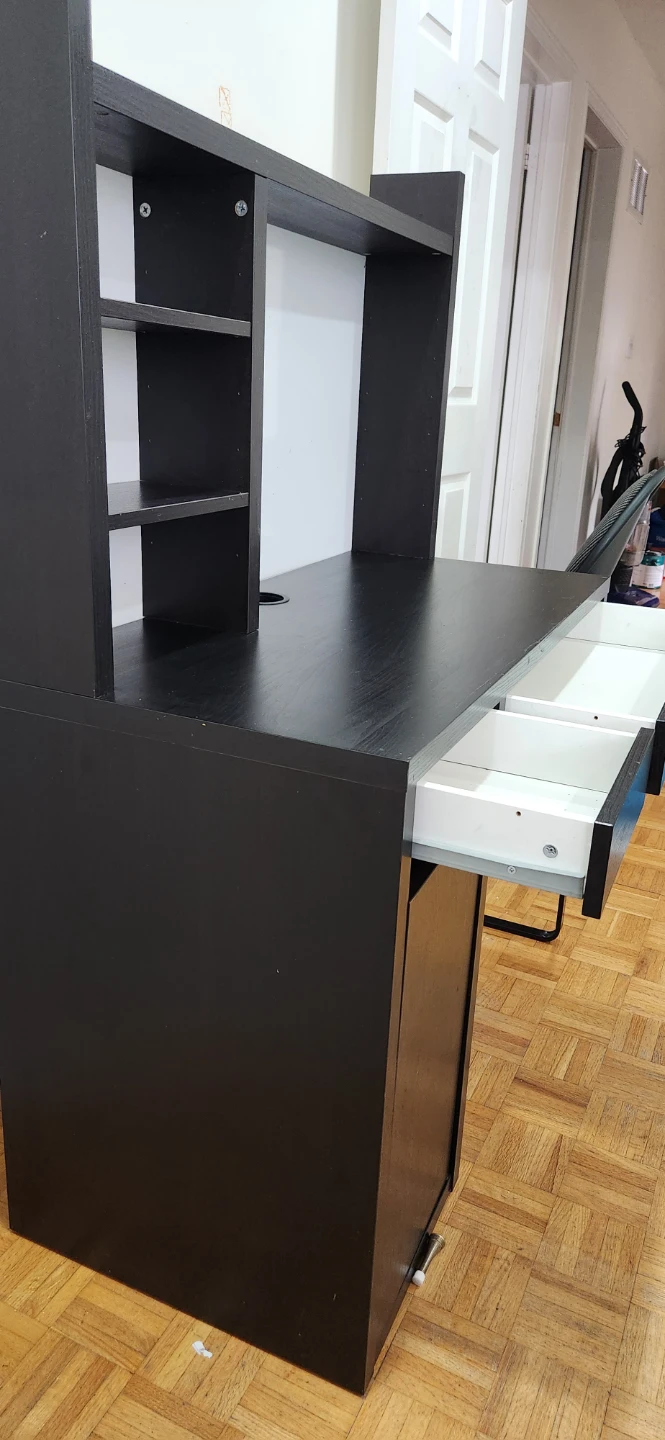 Black Desk with Hutch and Shelves - photo 4