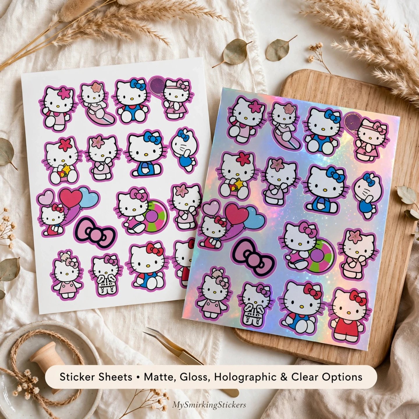Hello Kitty Vinyl Decal Sheet - 15 Stickers