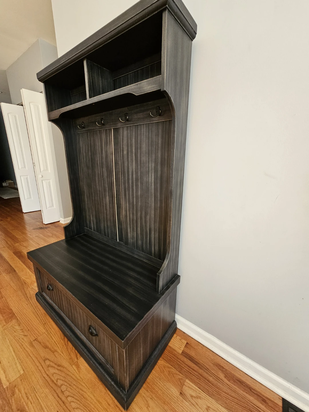 Dark Wood Hall Tree Bench with Storage