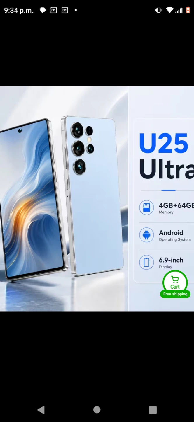 U25 Ultra Android  5G Smartphone 4GB+64GB