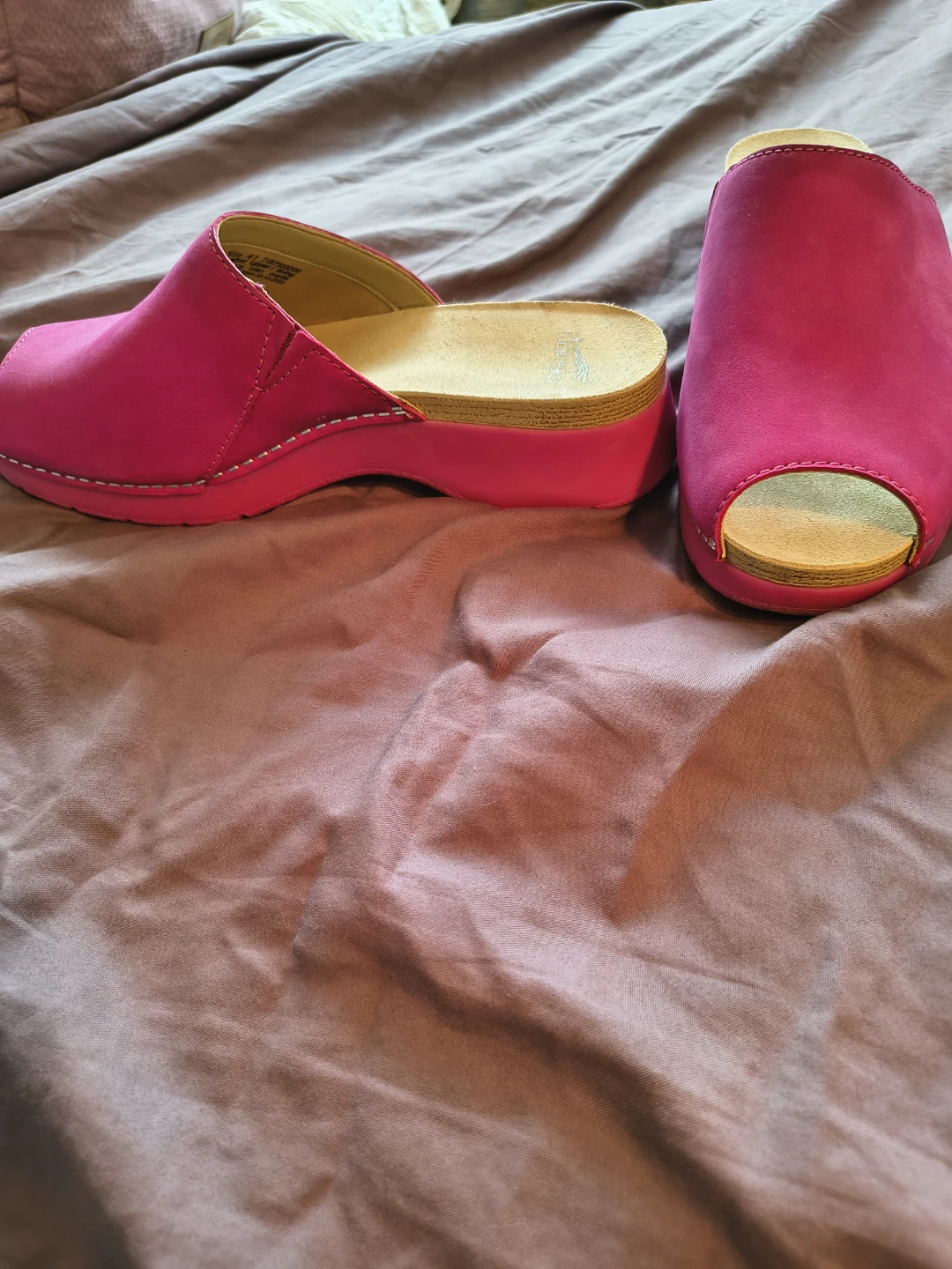 Dansko Pink Suede Peep-Toe Clogs Size 41 - photo 2