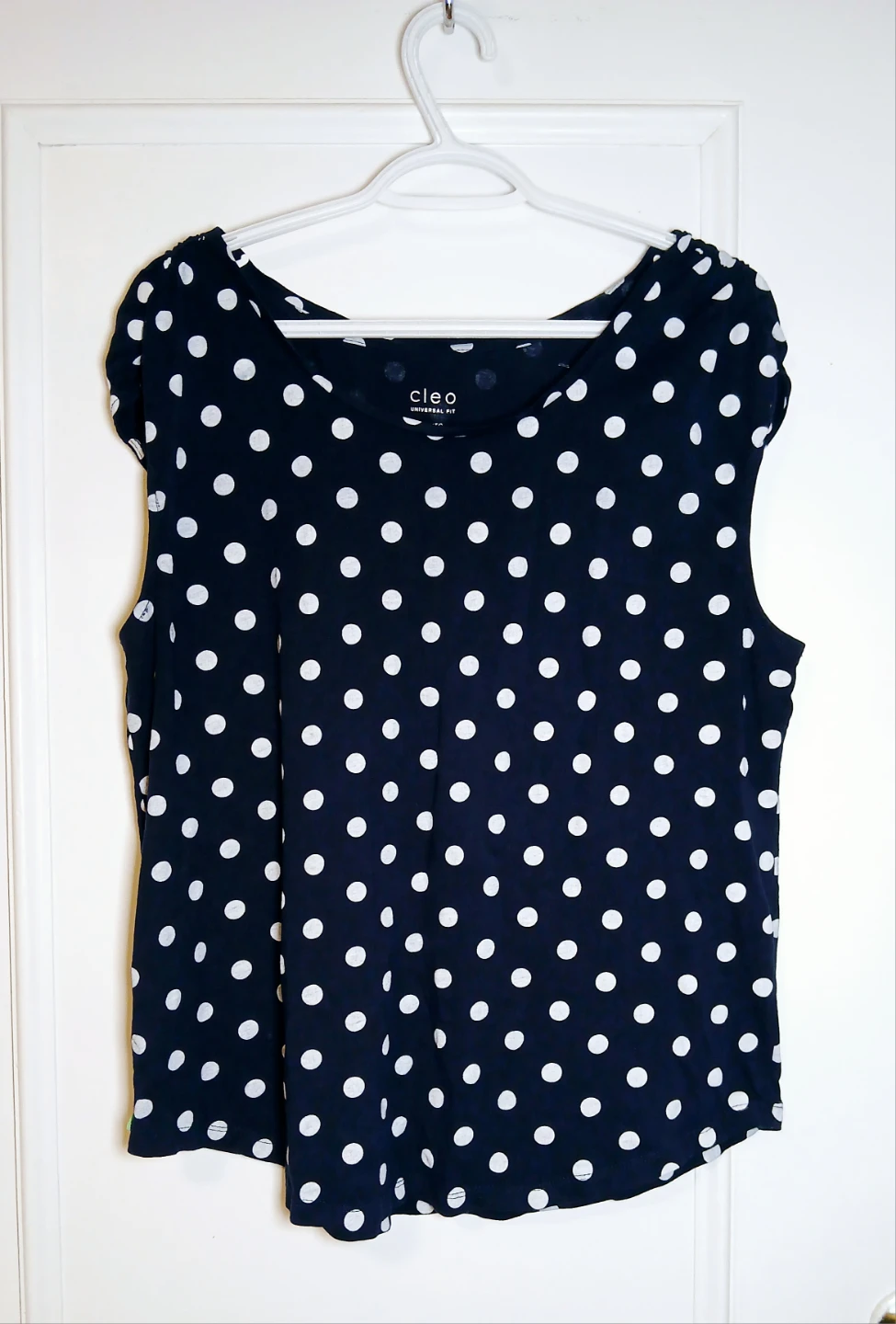 Women XL Cleo Navy Blue Polka Dot Top