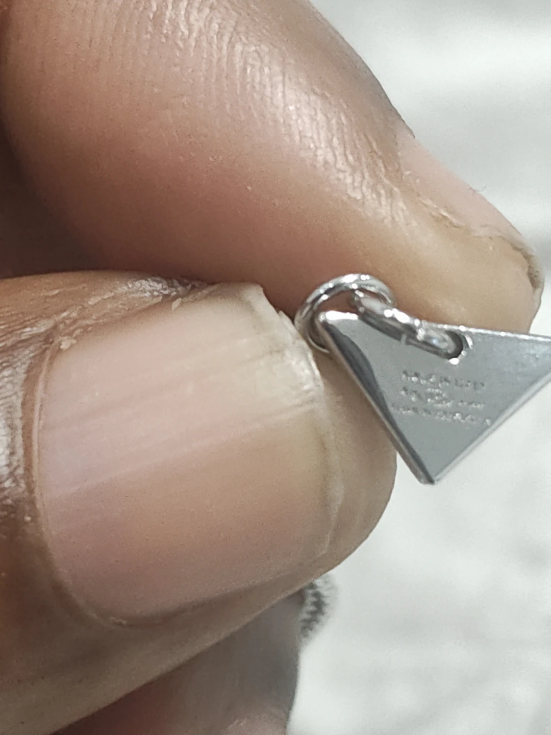 Prada Silver Triangle Pendant Necklace