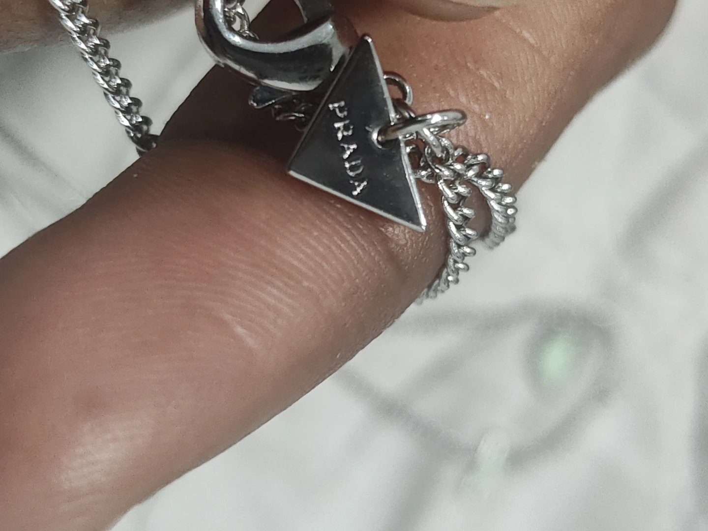 Prada Silver Triangle Pendant Necklace - photo 2