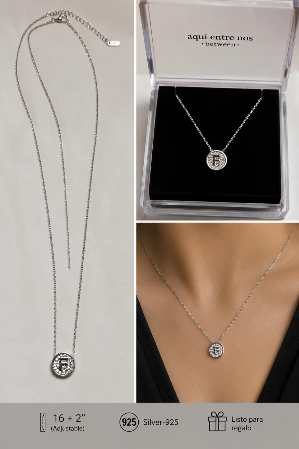 Silver-925 'F' Initial Necklace