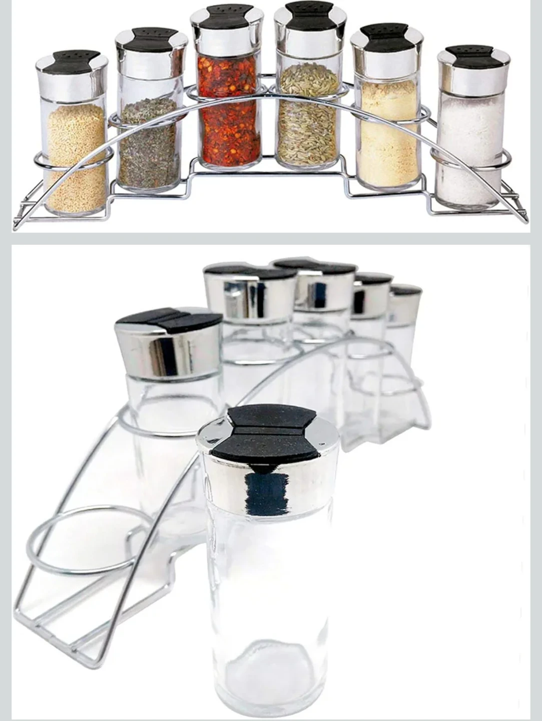 2 x Spice Rack Set with 6 Glass Jars - photo 4