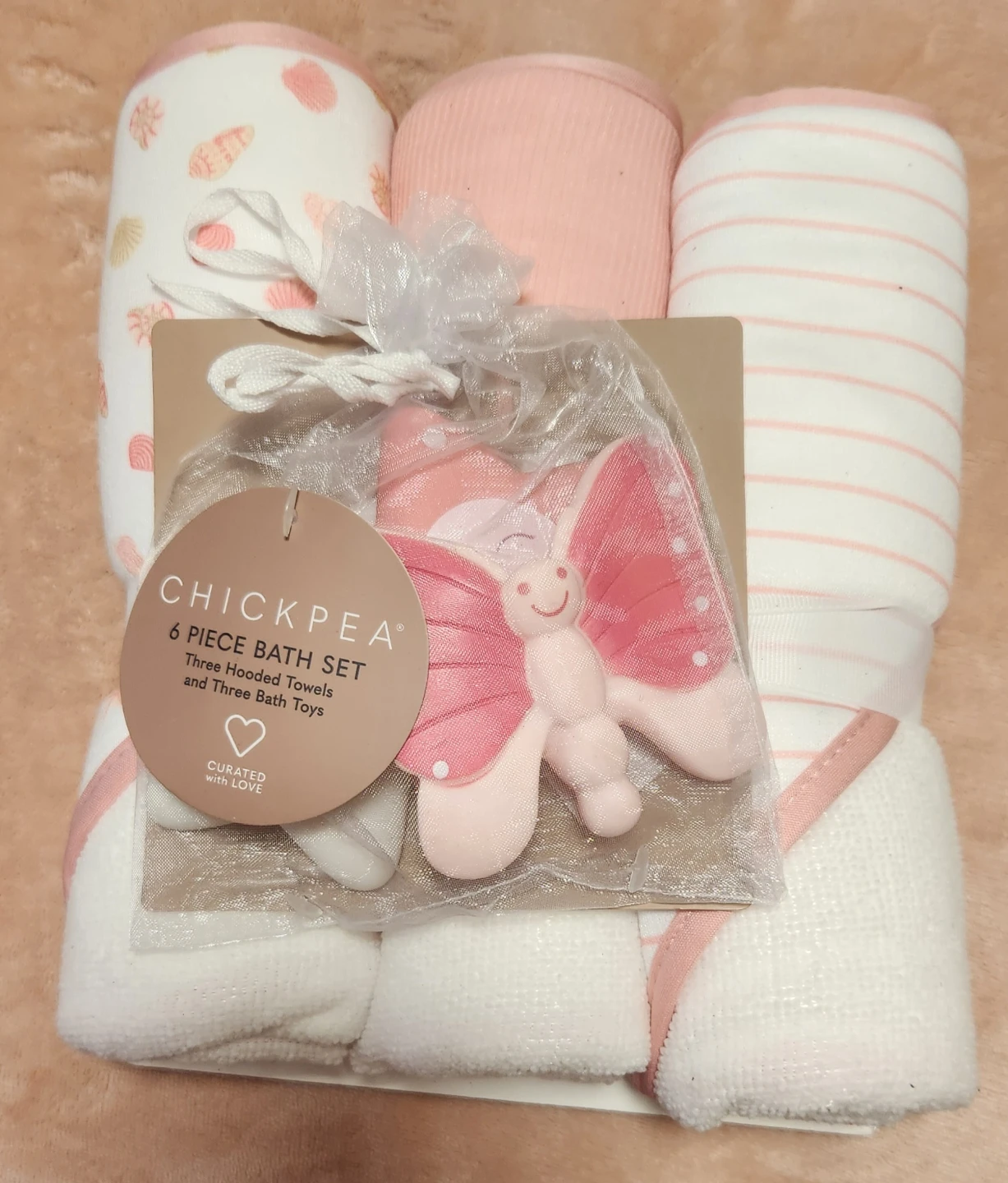 Chickpea 6 Piece Bath Set with Hooded Towels and Bath Toys