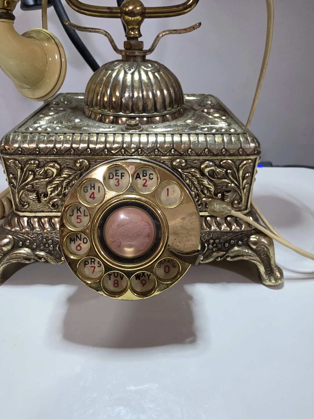 Antique Rotary Dial Telephone with Ornate Box Base - photo 2