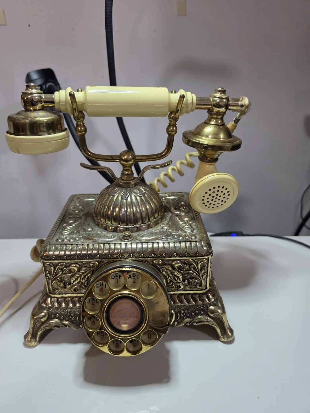 Antique Rotary Dial Telephone with Ornate Box Base - photo 3