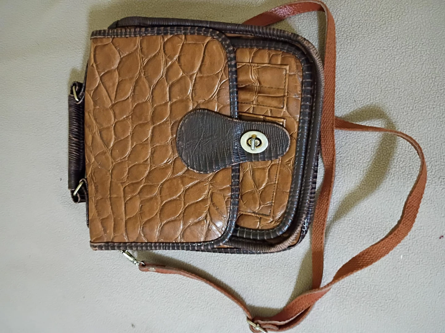 Brown Faux Croc Shoulder Bag - photo 2