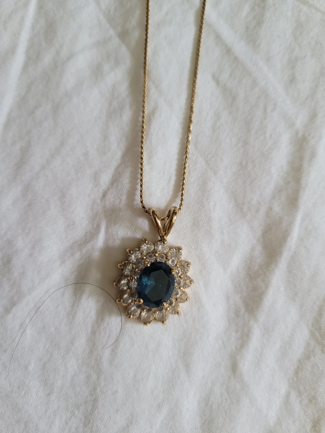 Gold Necklace with Blue Stone Pendant - photo 2
