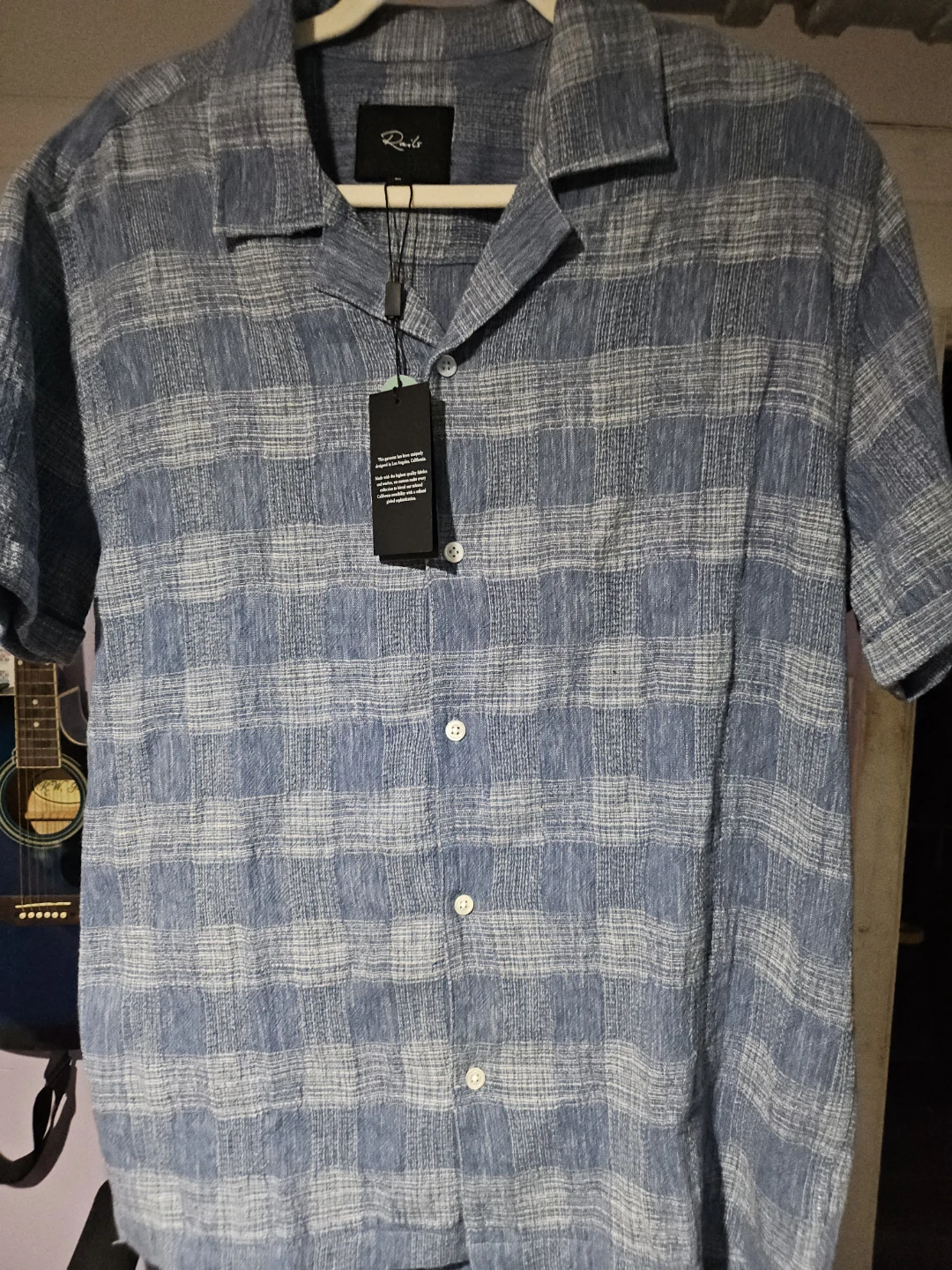 Rails Men's Blue Plaid Short Sleeve Shirt - Size M