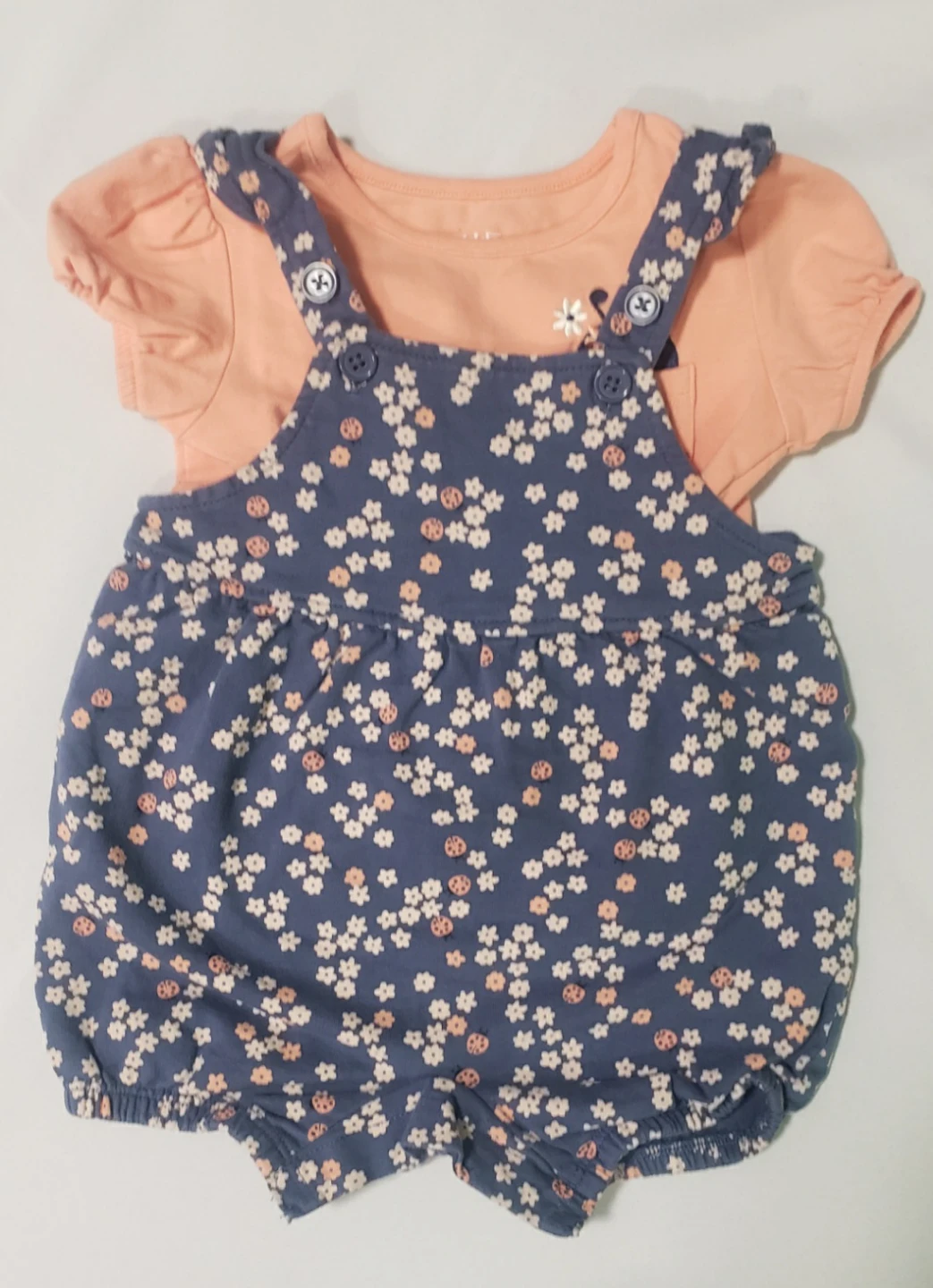 Brand new Pekkle Baby Girls Overalls & T-Shirt Set - 12 Months