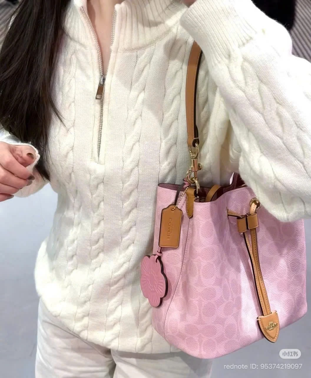 Coach Pink Signature Bucket Bag with Pouch - photo 2