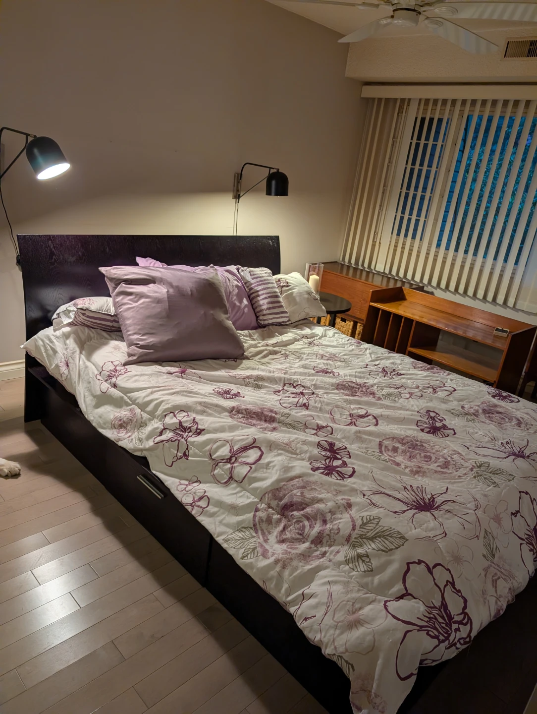 Dark Wood Platform Bed Frame with Drawers - photo 5