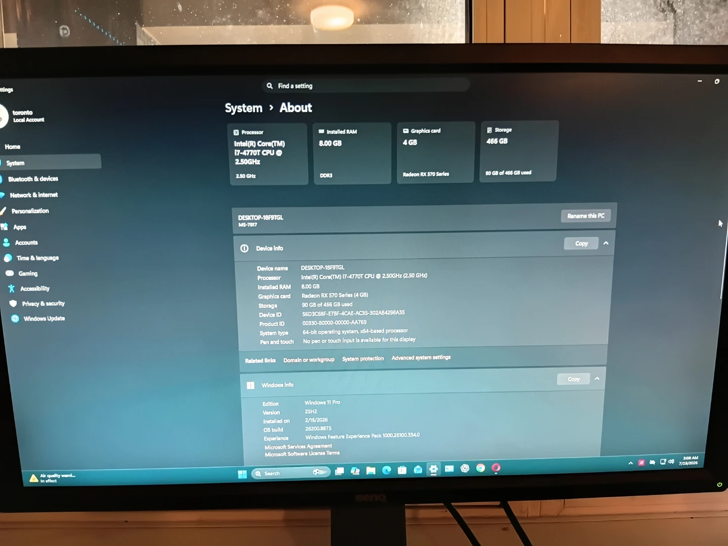 Desktop PC Intel Core i7 8GB RAM Radeon RX 570 4GB - photo 2