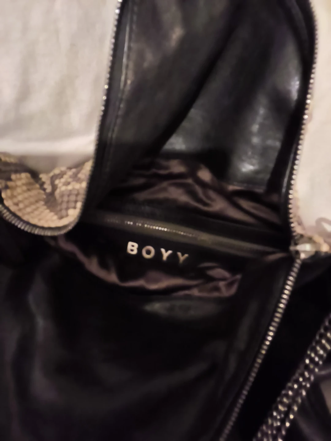 BOYY Black Leather & Snake Print Shoulder Bag - photo 2