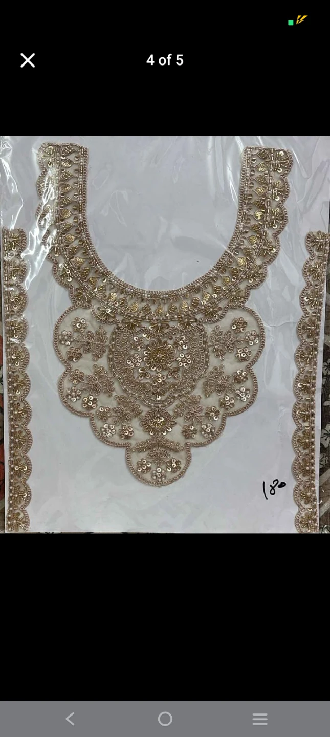 Embroidered Neckline Patch with Sequins