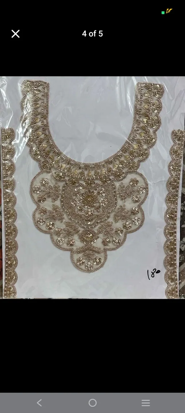 Embroidered Neckline Patch with Sequins