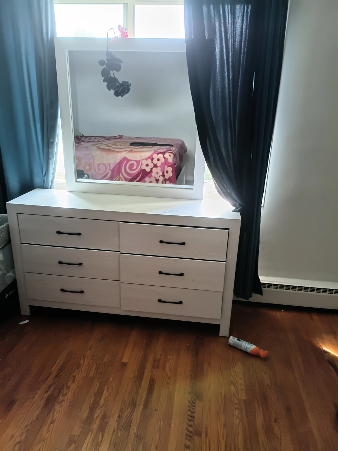 White 6-Drawer Dresser with Mirror and bed set - photo 2