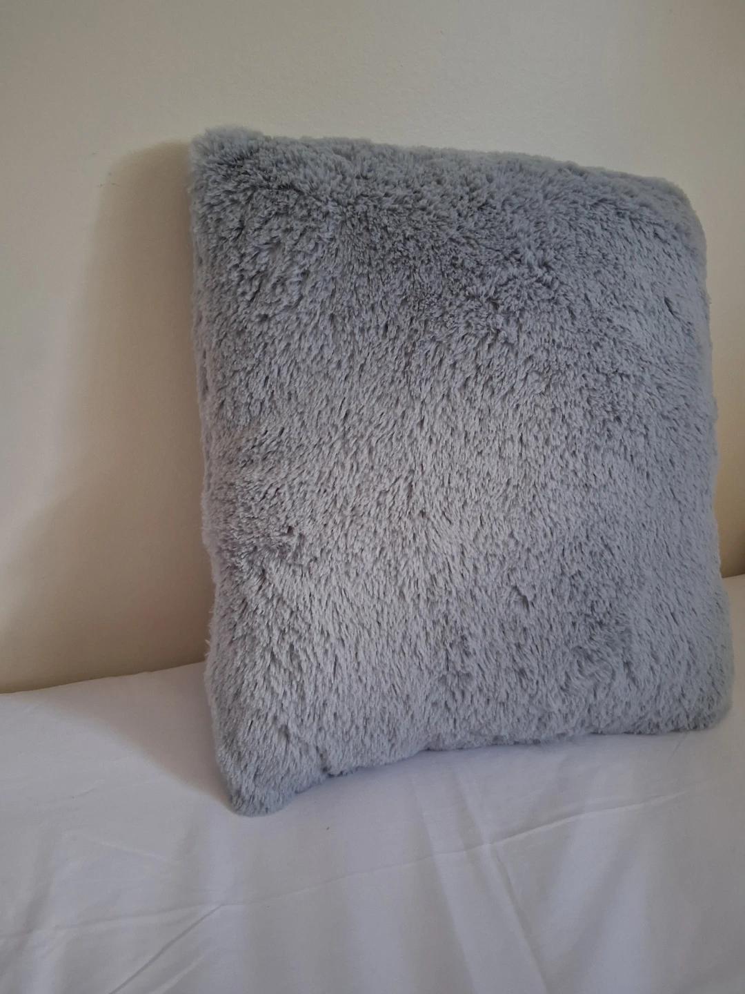 Grey Faux Fur Throw Pillow - photo 2