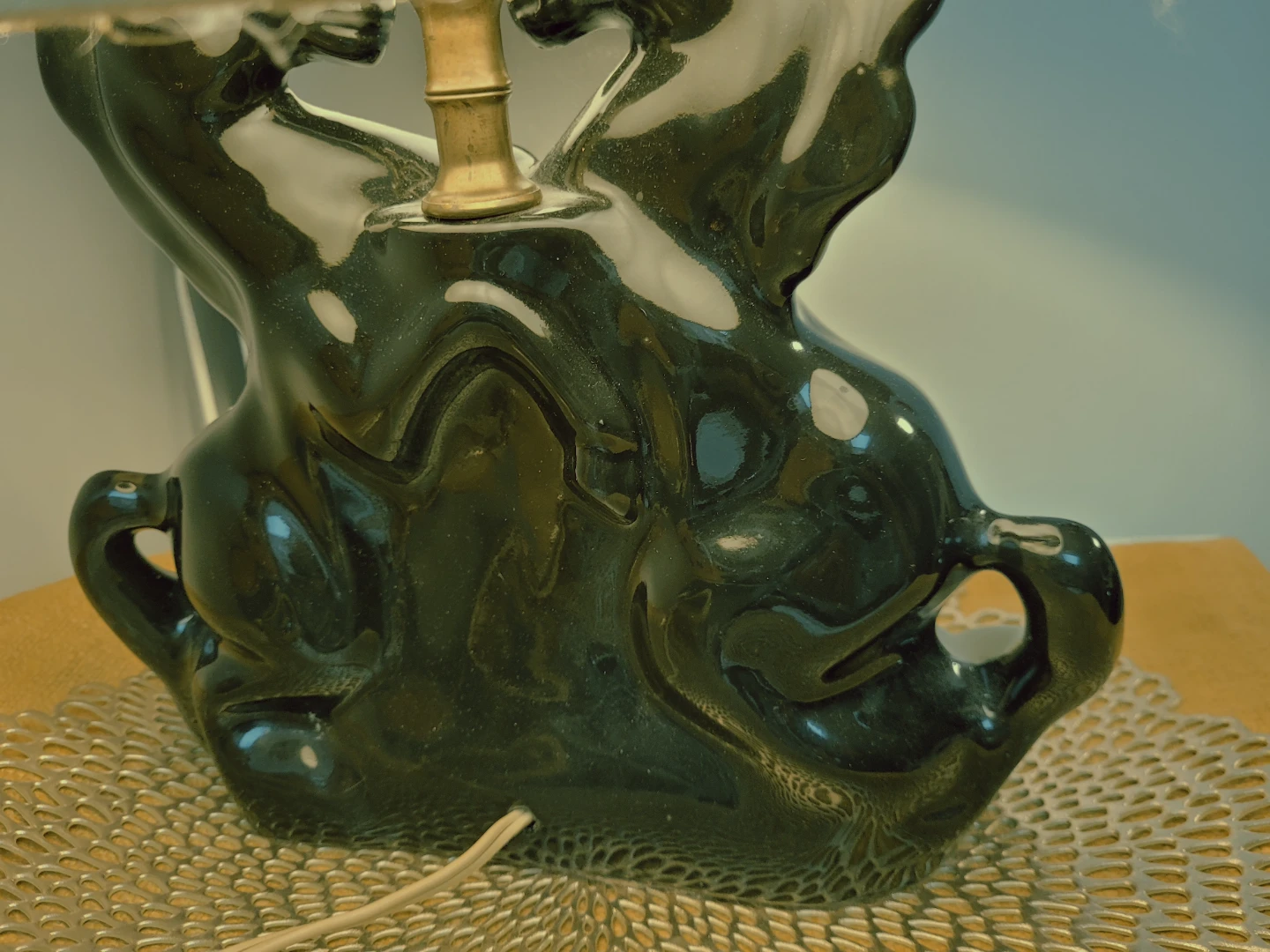 ART DECO VINTAGE  Black Ceramic Panther Lamp - photo 2