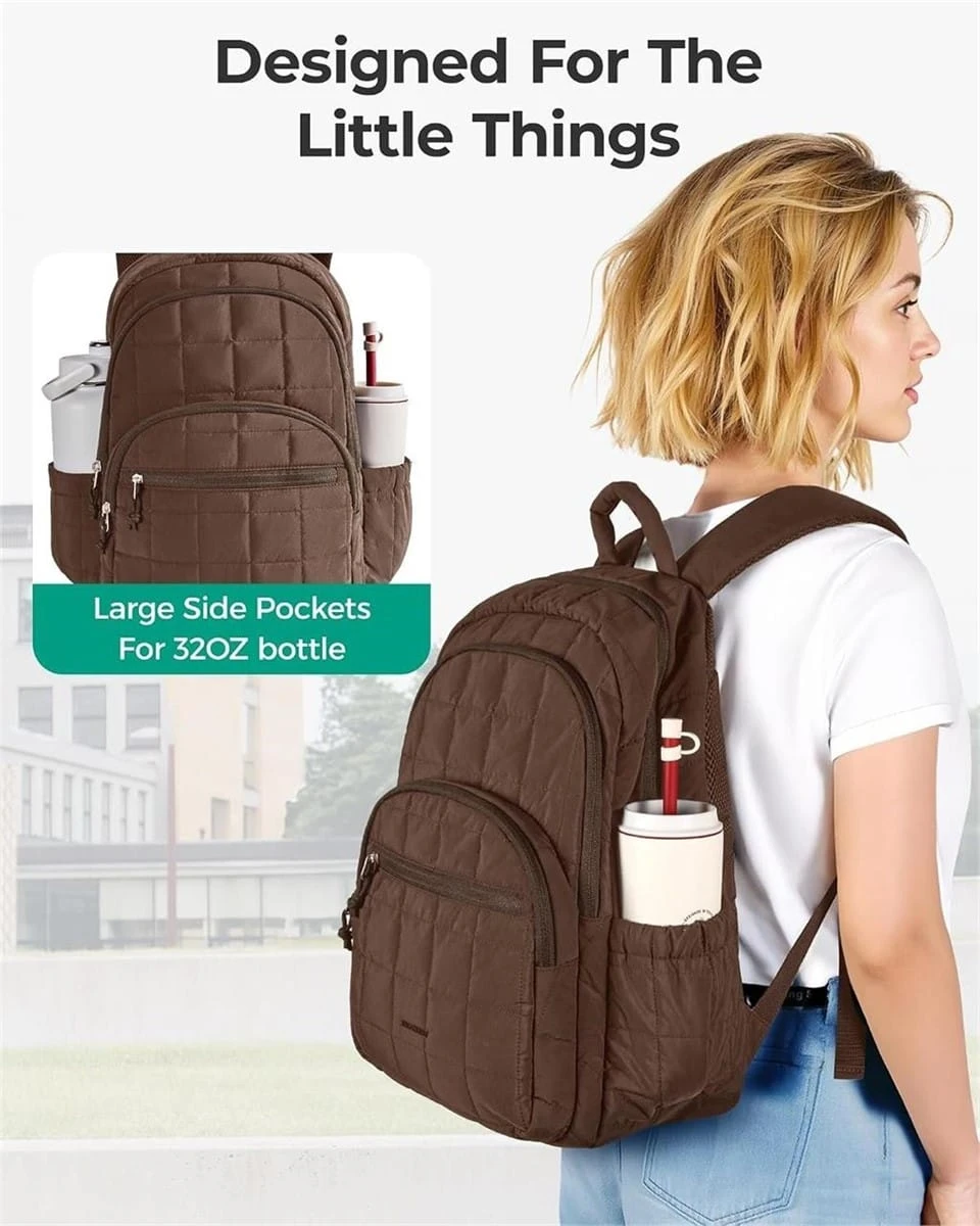 Bagsmart Quilted Backpack - Brown - photo 2
