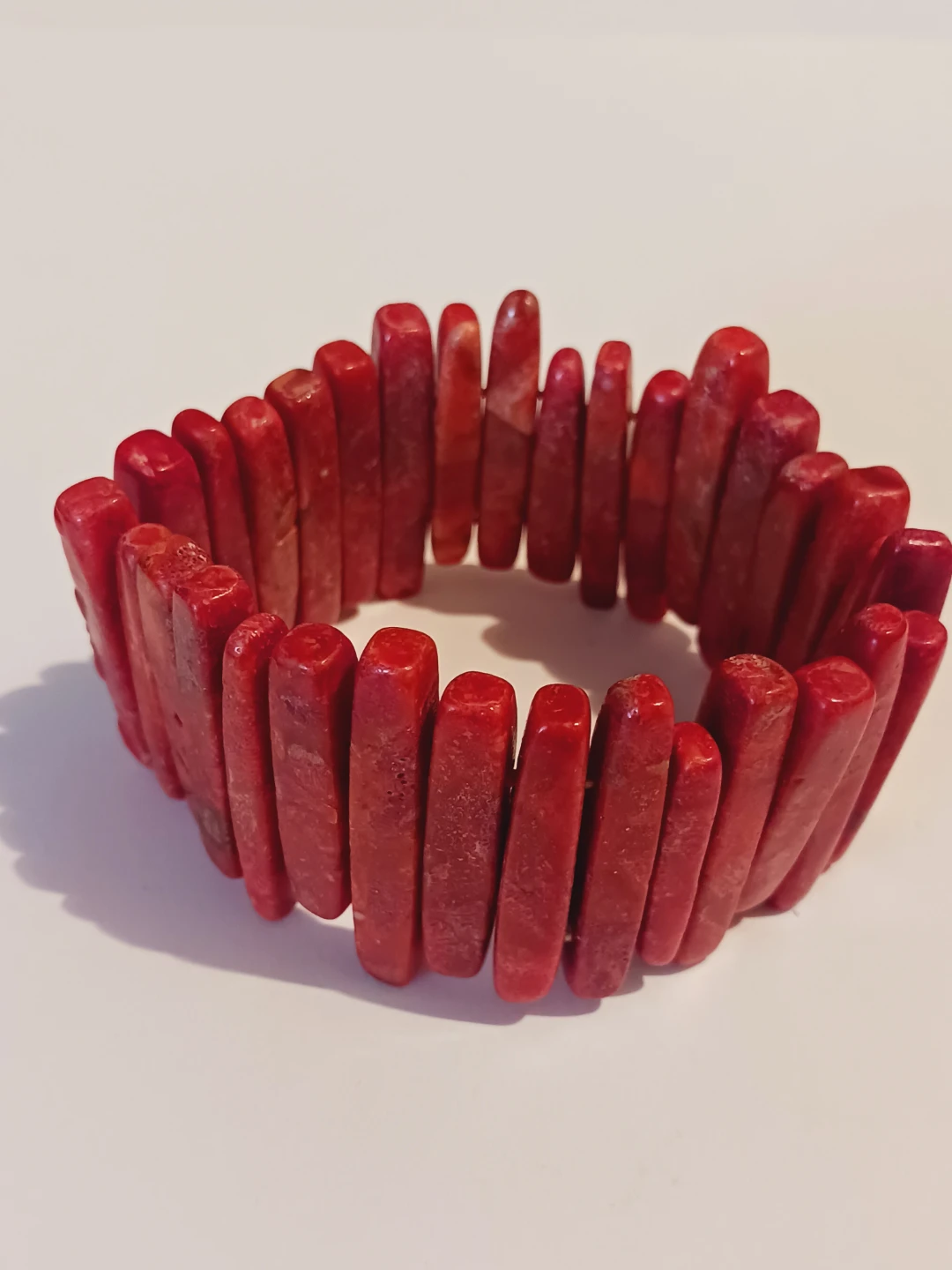Red Coral Chip Stretch Bracelet