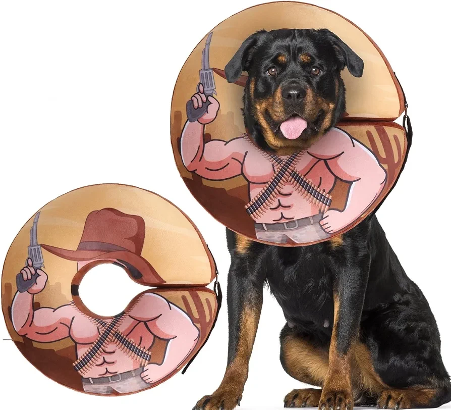 Inflatable Dog Recovery Collar - Cowboy Design-Size XL