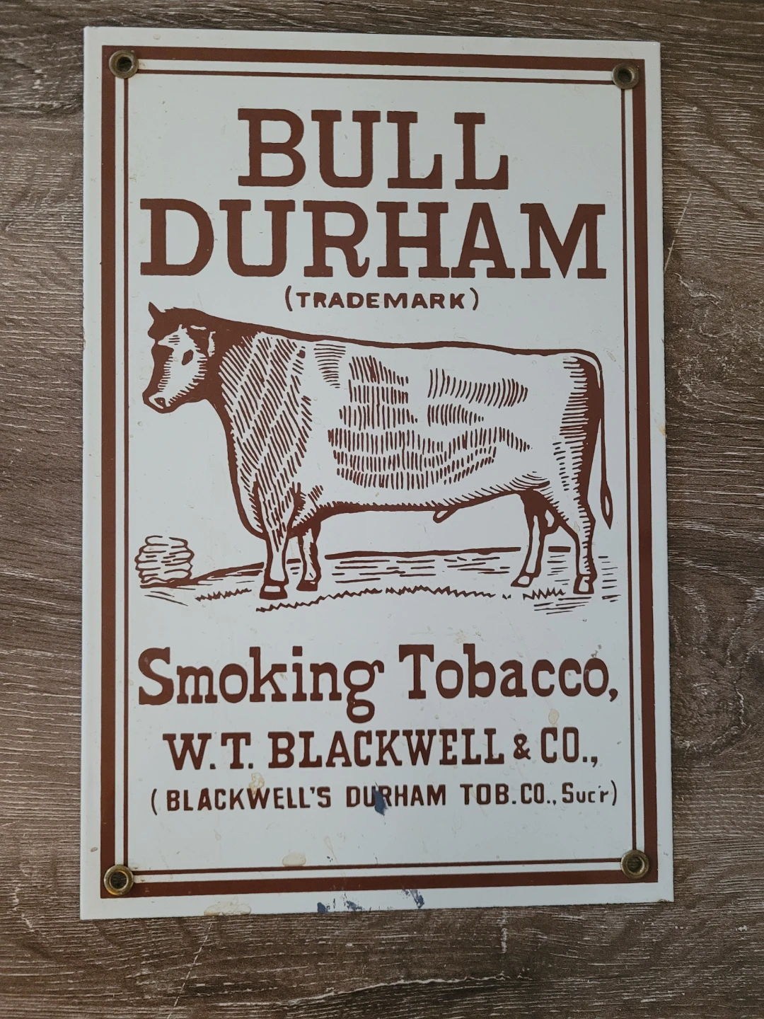 Bull Durham Smoking Porcelain Tobacco Sign