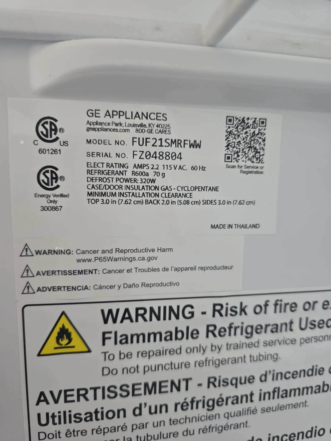 GE Appliances FUF21SMTFGWW Freezer - photo 4