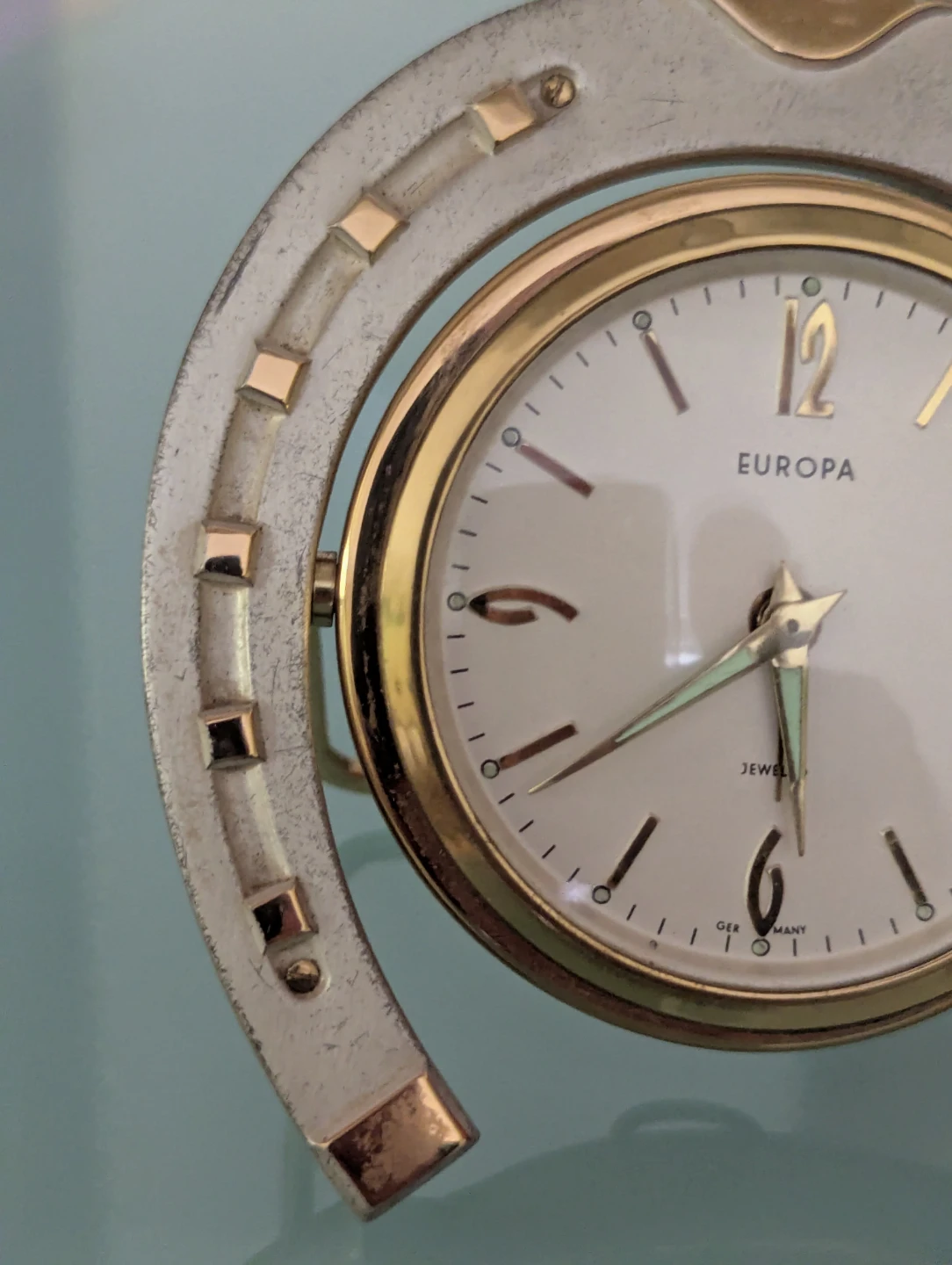 READ AD: VINTAGE Europa horseshoe travel alarm Clock mid-20th - photo 5