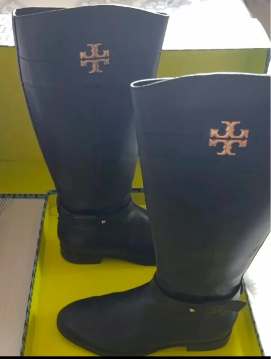 Tory Burch Black Leather Riding Boots