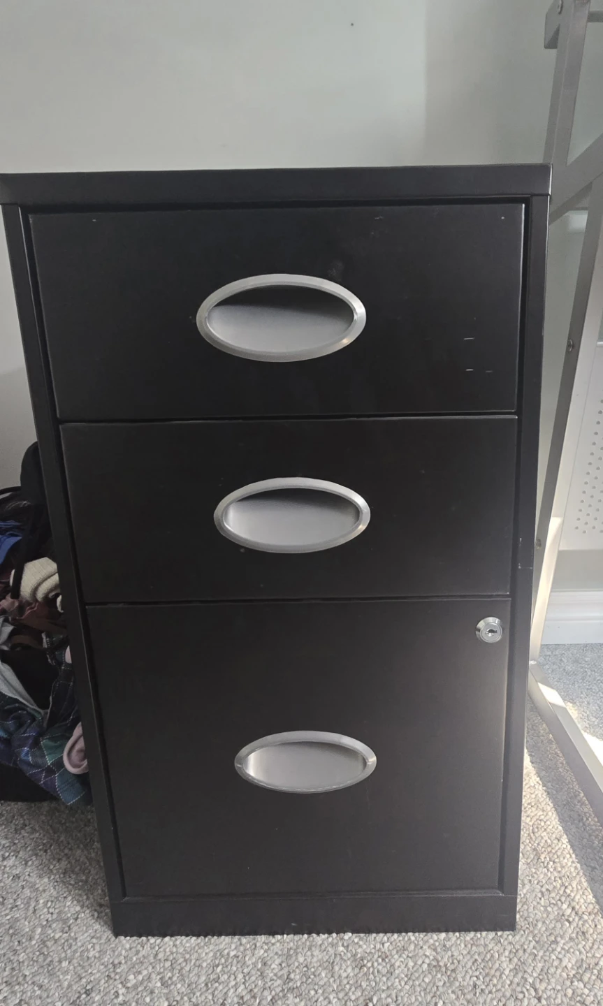 Black 3-Drawer Filing Cabinet - photo 2