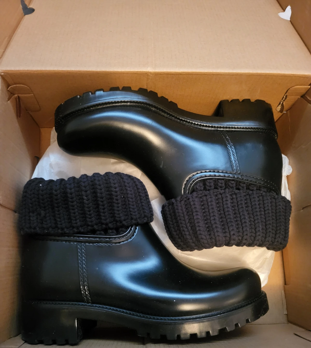 Skechers Black Ankle Boots with Knit Cuffs
