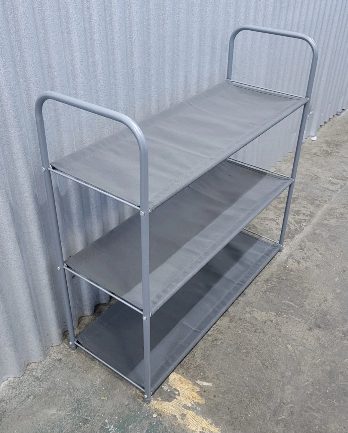 3-Tier Gray Fabric Storage Shelf Unit - photo 2