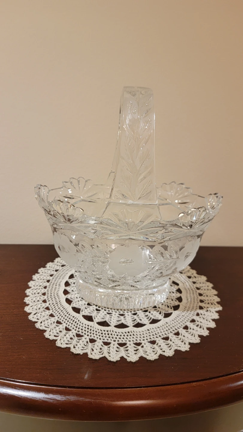 Crystal Glass Basket with Handle