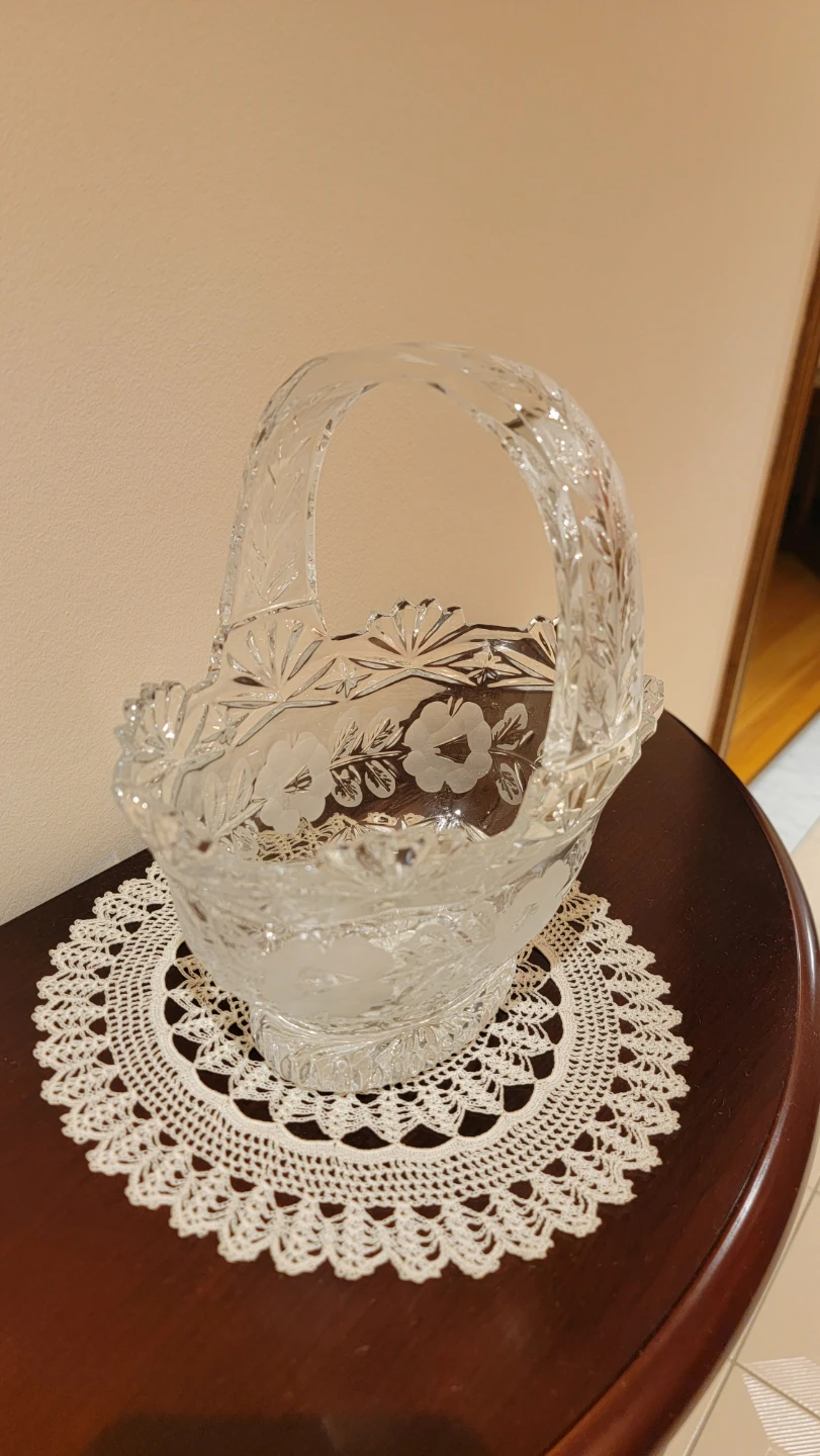 Crystal Glass Basket with Handle - photo 2