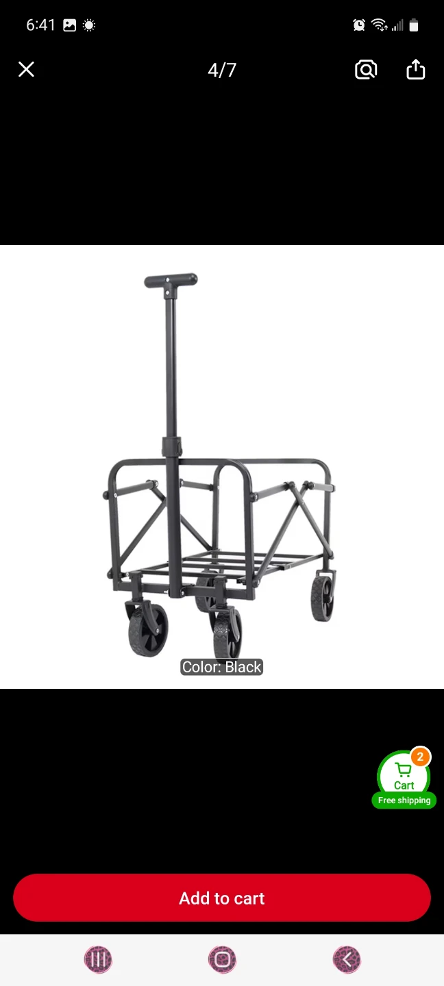 NWT Black Folding Wagon Cart with Extendable Handle - photo 3