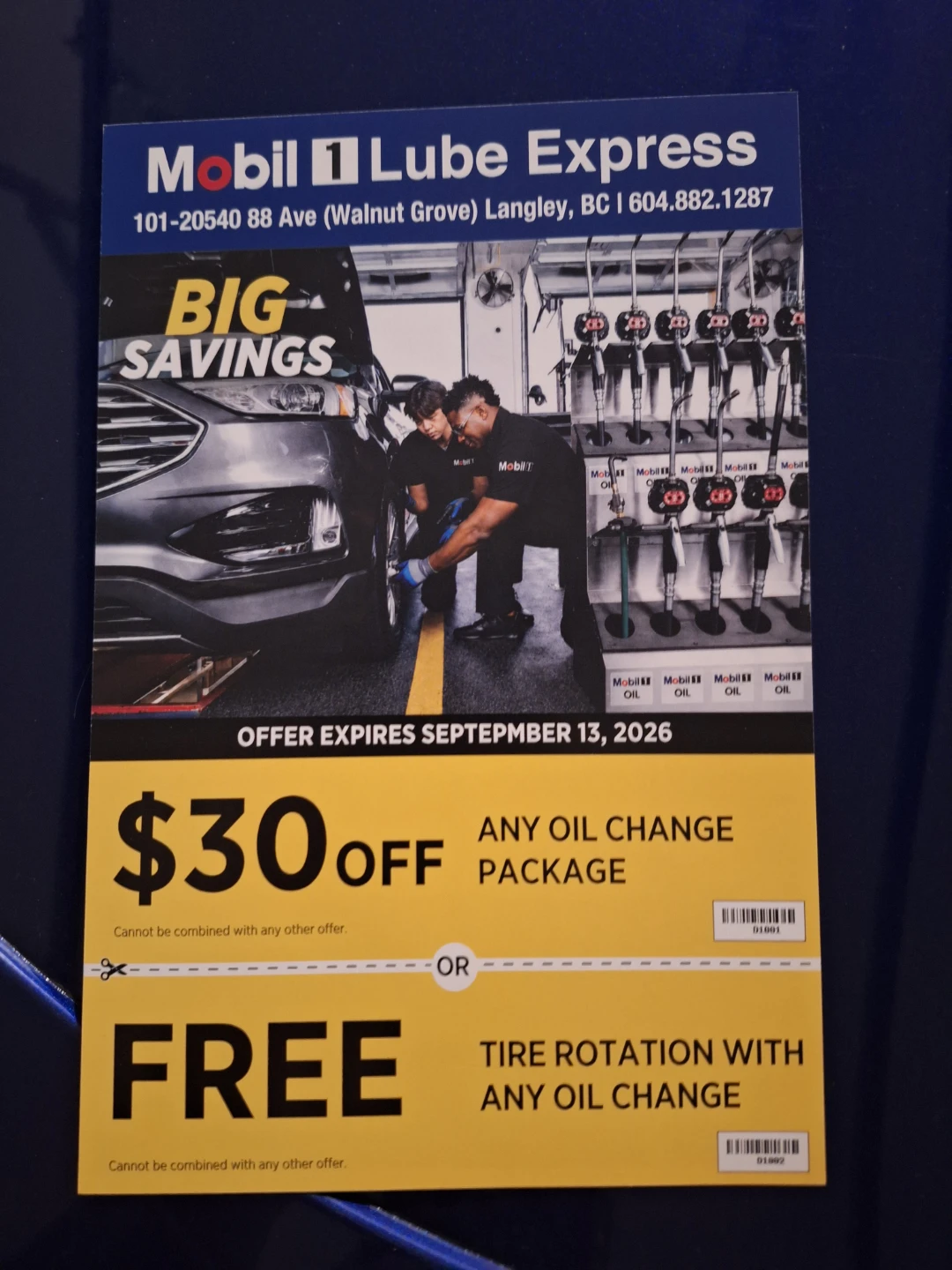 Free $30 Off Oil Change Package & Free Tire Rotation Coupon