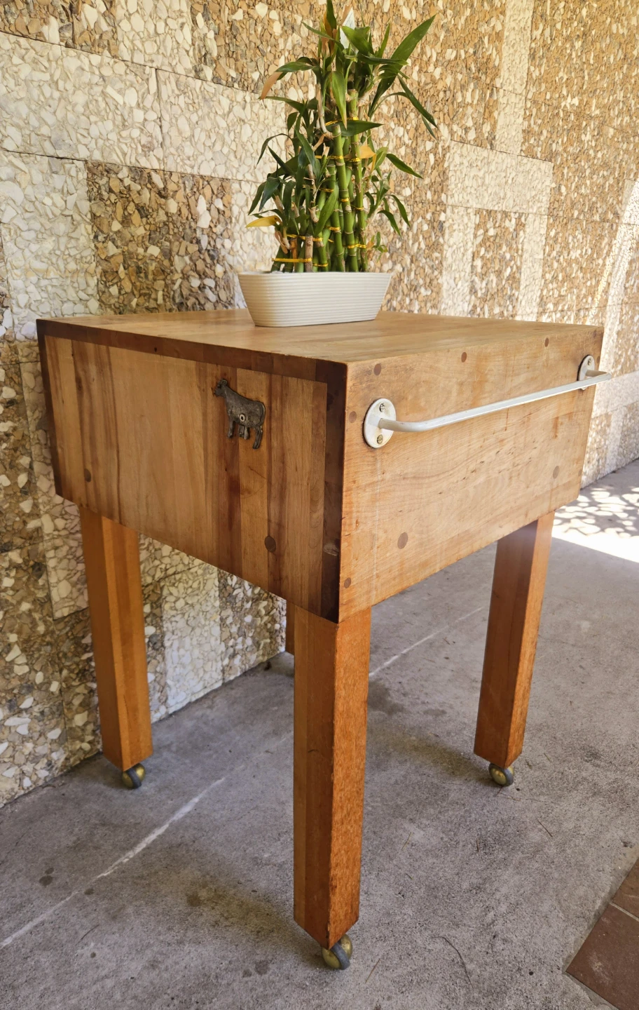 Solid Wood Butcher Block Kitchen Island On Rolling Caster Wheels - photo 5